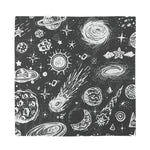 Black White Galaxy Outer Space Print Silk Bandana