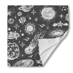 Black White Galaxy Outer Space Print Silk Bandana