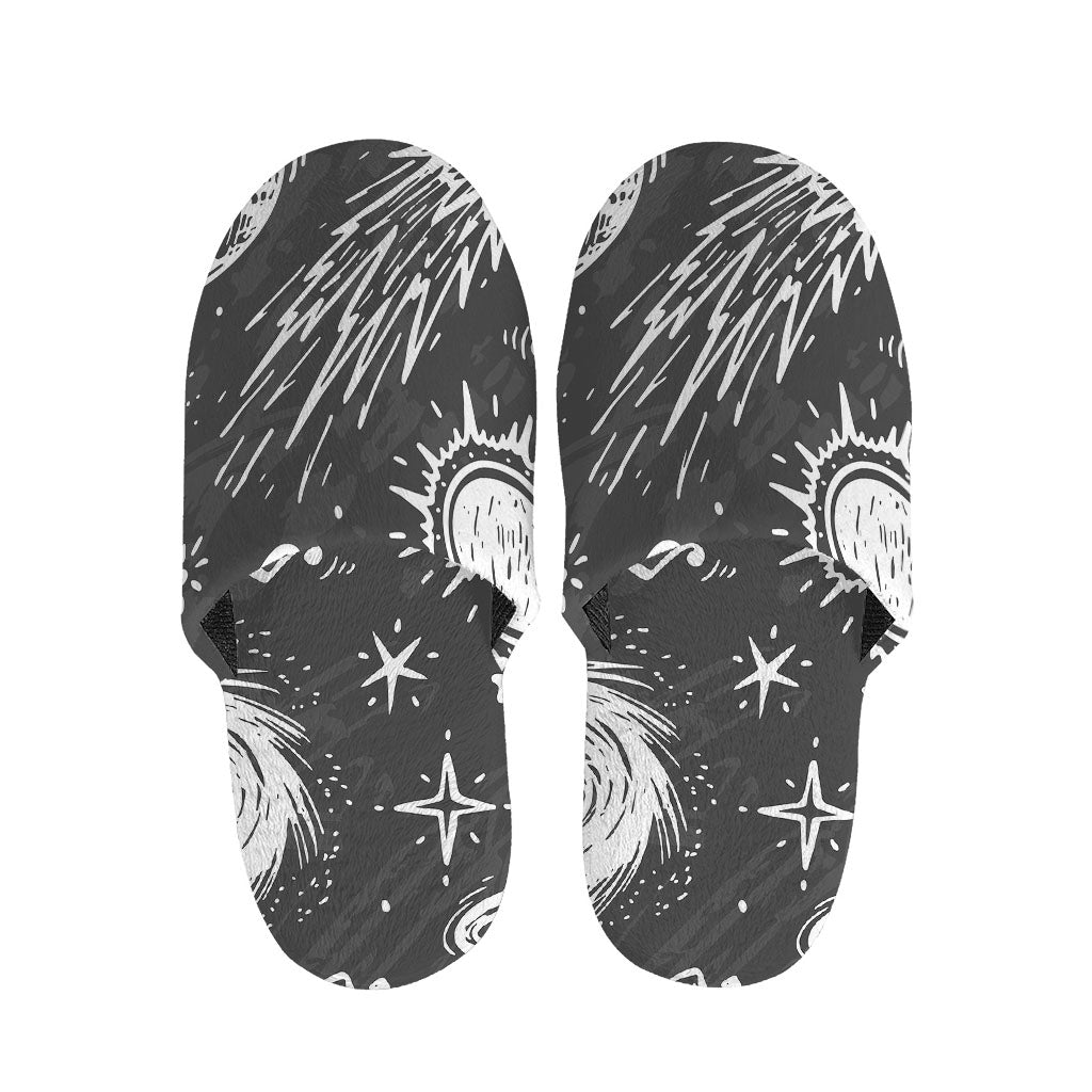 Black White Galaxy Outer Space Print Slippers