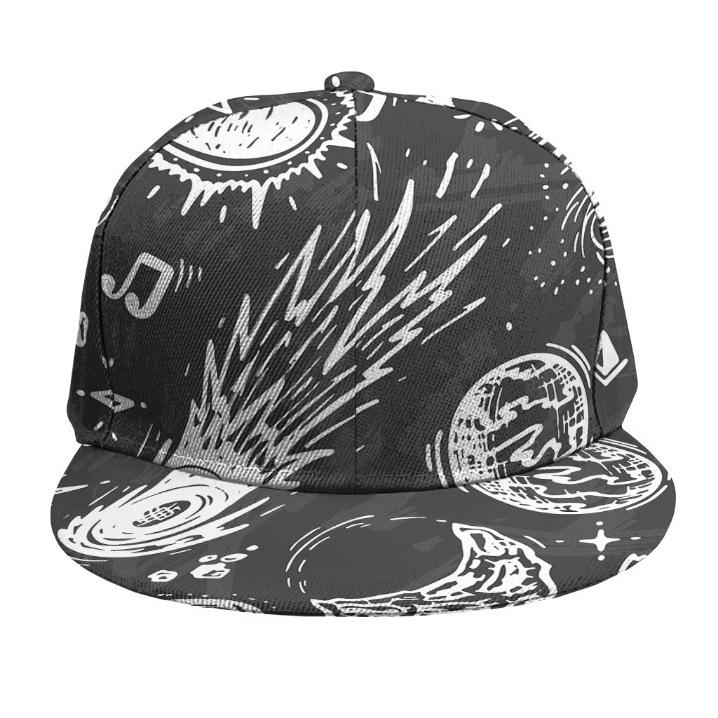 Black White Galaxy Outer Space Print Snapback Cap