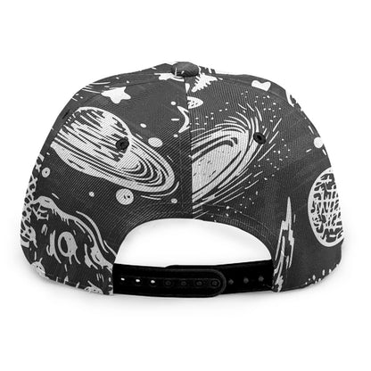Black White Galaxy Outer Space Print Snapback Cap