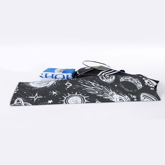 Black White Galaxy Outer Space Print Sports Towel