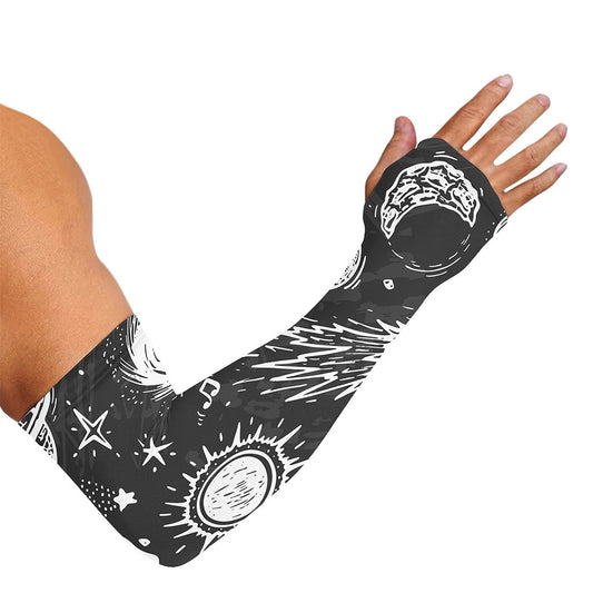 Black White Galaxy Outer Space Print Sun Protection Arm Sleeves