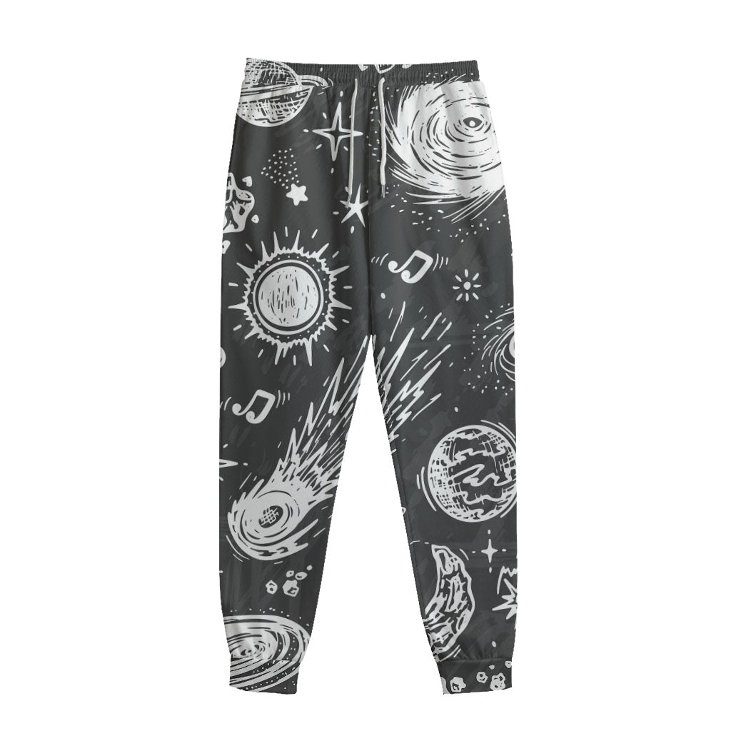 Black White Galaxy Outer Space Print Sweatpants