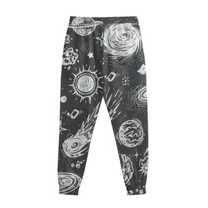 Black White Galaxy Outer Space Print Sweatpants