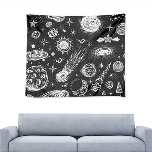 Black White Galaxy Outer Space Print Tapestry