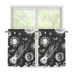 Black White Galaxy Outer Space Print Tier Curtains