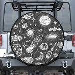 Black White Galaxy Outer Space Print Tire Cover