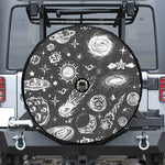 Black White Galaxy Outer Space Print Tire Cover With Camera Hole