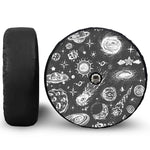 Black White Galaxy Outer Space Print Tire Cover With Camera Hole