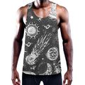 Black White Galaxy Outer Space Print Men's Workout Tank Top