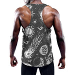Black White Galaxy Outer Space Print Training Tank Top