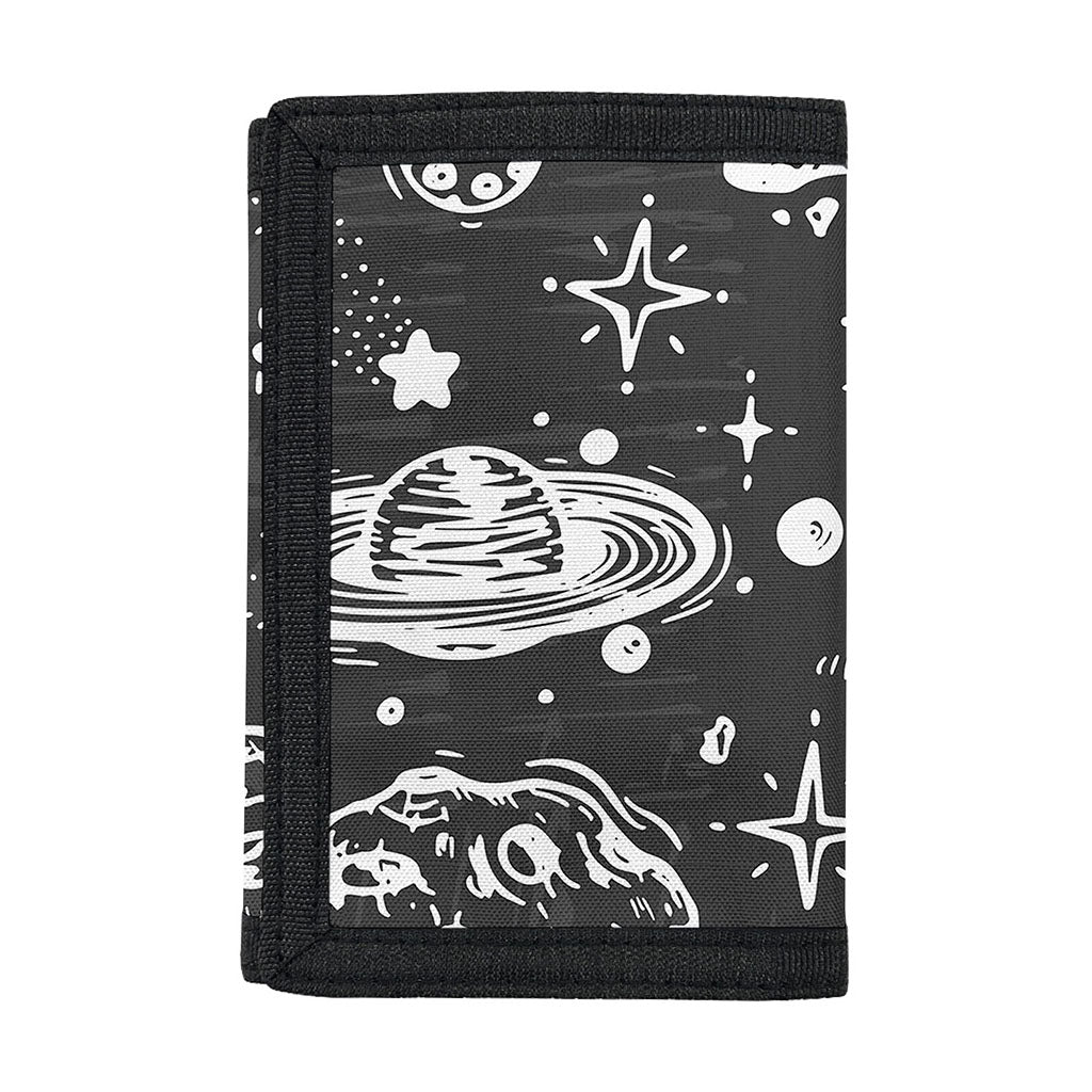 Black White Galaxy Outer Space Print Trifold Wallet