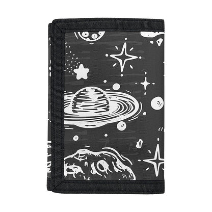 Black White Galaxy Outer Space Print Trifold Wallet