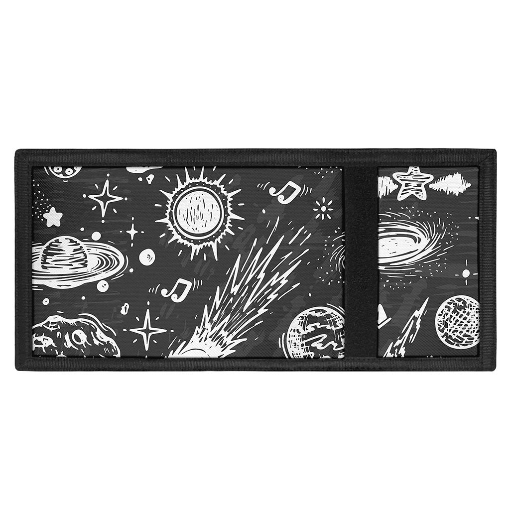 Black White Galaxy Outer Space Print Trifold Wallet