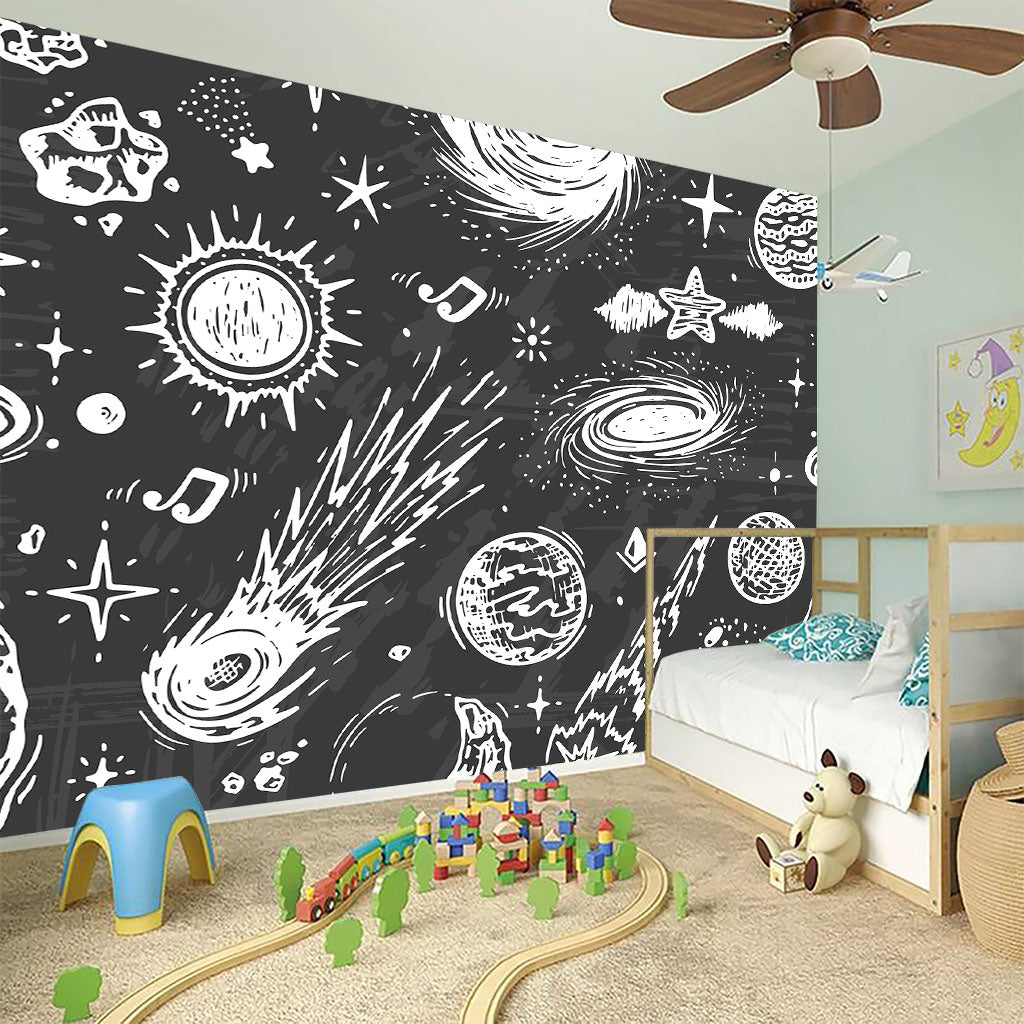 Black White Galaxy Outer Space Print Wall Sticker