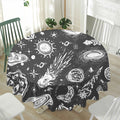 Black White Galaxy Outer Space Print Waterproof Round Tablecloth