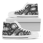 Black White Galaxy Outer Space Print White High Top Sneakers