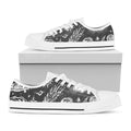 Black White Galaxy Outer Space Print White Low Top Sneakers