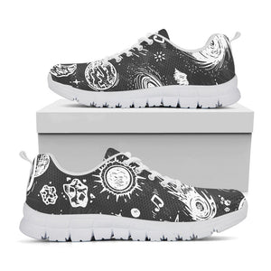 Black White Galaxy Outer Space Print White Running Shoes