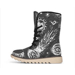 Black White Galaxy Outer Space Print Winter Boots