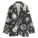 Black White Galaxy Outer Space Print Women's Blazer