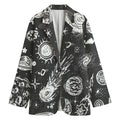Black White Galaxy Outer Space Print Women's Cotton Blazer