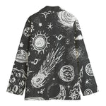 Black White Galaxy Outer Space Print Women's Cotton Blazer