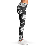 Black White Galaxy Outer Space Print Women's Leggings