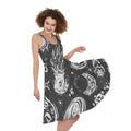 Black White Galaxy Outer Space Print Sleeveless Knee Length Dress