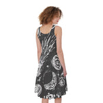 Black White Galaxy Outer Space Print Women's Sleeveless Dress