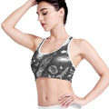 Black White Galaxy Outer Space Print Women's Sports Bra