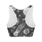 Black White Galaxy Outer Space Print Women's Sports Bra
