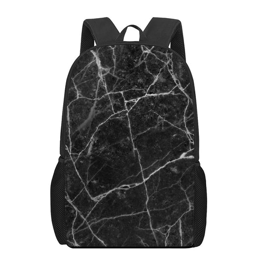 Black White Grunge Marble Print 17 Inch Backpack