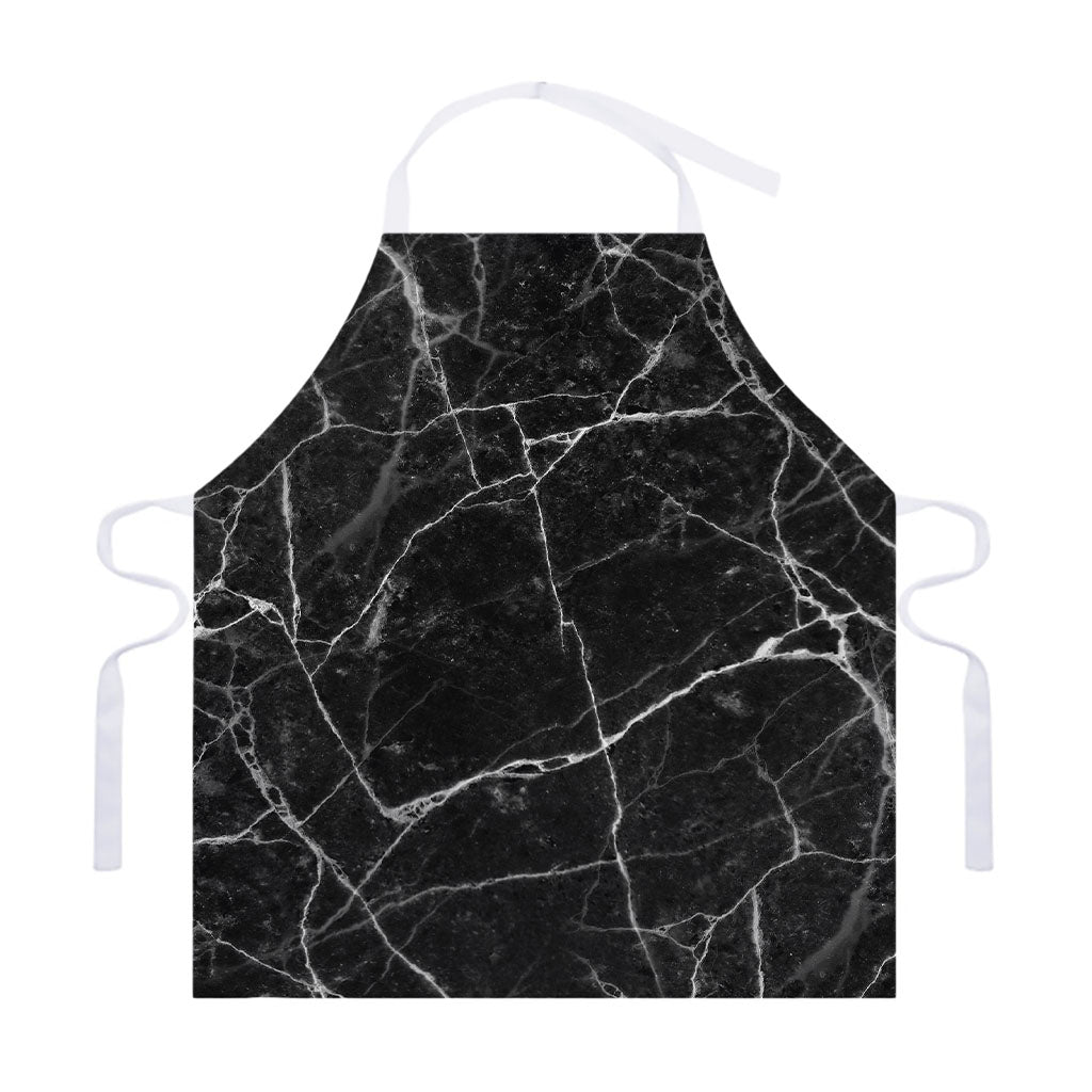 Black White Grunge Marble Print Adjustable Apron