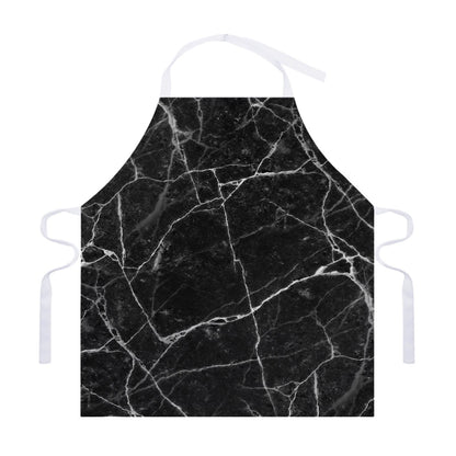 Black White Grunge Marble Print Adjustable Apron