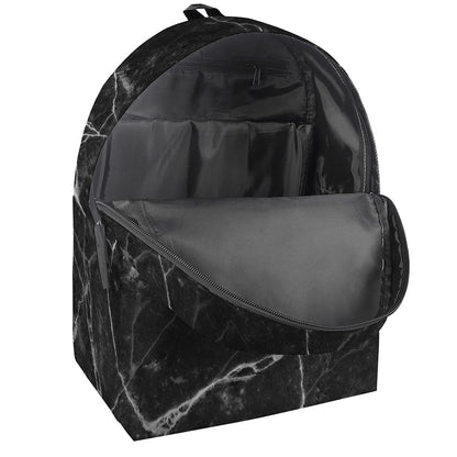 Black White Grunge Marble Print Backpack