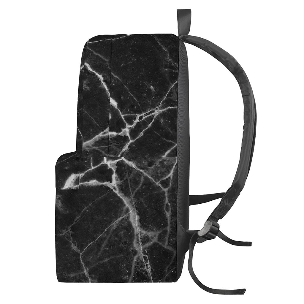 Black White Grunge Marble Print Backpack