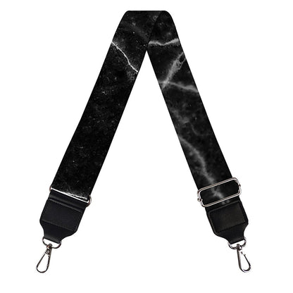 Black White Grunge Marble Print Bag Strap