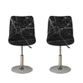Black White Grunge Marble Print Bar Stool Covers