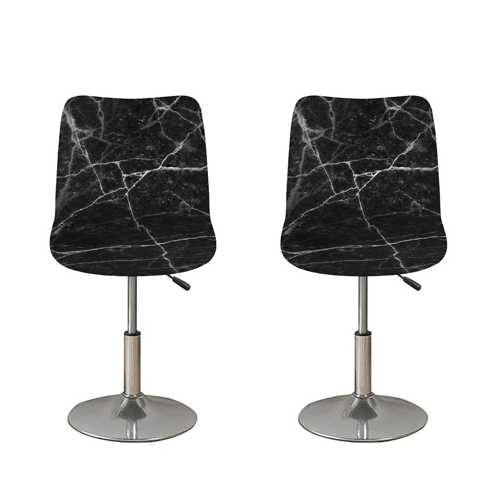Black White Grunge Marble Print Bar Stool Covers