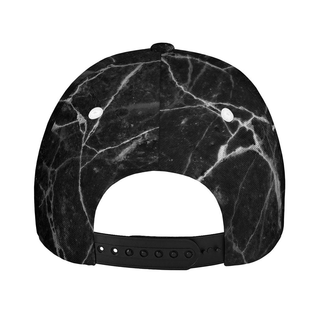 Black White Grunge Marble Print Baseball Cap