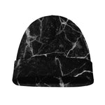 Black White Grunge Marble Print Beanie