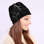 Black White Grunge Marble Print Beanie