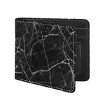 Black White Grunge Marble Print Bifold Wallet