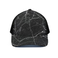 Black White Grunge Marble Print Black Mesh Trucker Hat