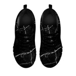 Black White Grunge Marble Print Black Running Shoes