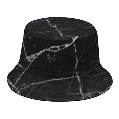 Black White Grunge Marble Print Bucket Hat