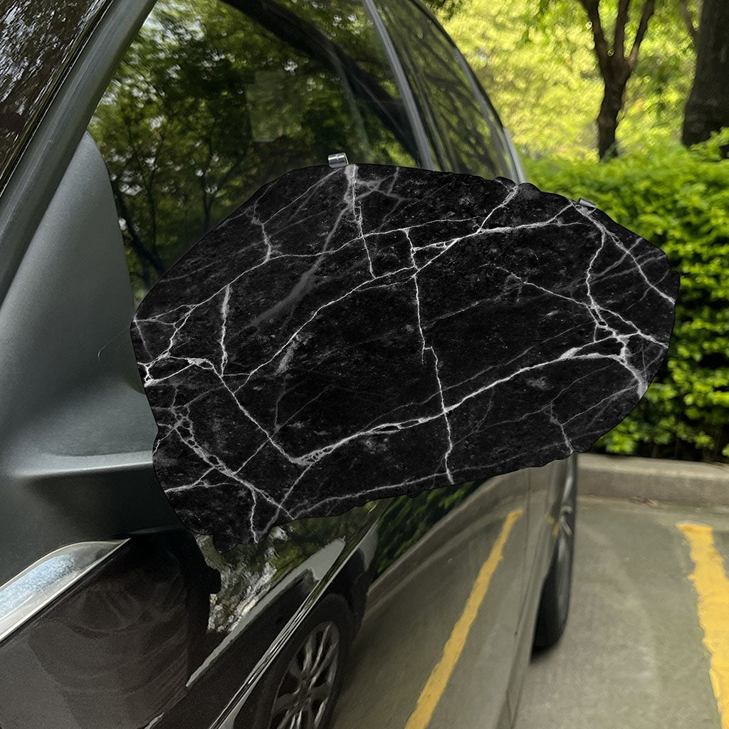 Black White Grunge Marble Print Car Side Mirror Covers