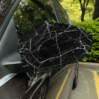 Black White Grunge Marble Print Car Side Mirror Covers